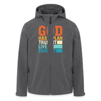 God Has A Plan Trust It Love It Enjoy It - Recycelte Männer Softshell-Jacke von Stanley/Stella - Anthrazit - Vorne - AI Model Male 185 light (185cm)