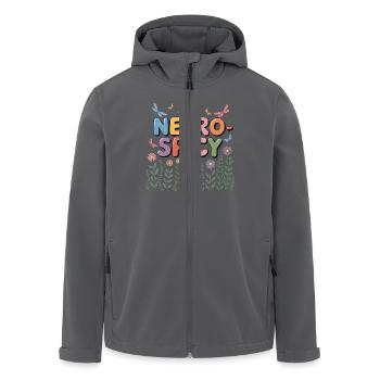 Neuro-Spicy Bunte Libellen und Blumen Wiese - Recycelte Männer Softshell-Jacke von Stanley/Stella - Anthrazit - Vorne - AI Model Male 185 light (185cm)