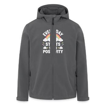Jeder Tag Beginnt Mit Positivität Regenbogen - Recycelte Männer Softshell-Jacke von Stanley/Stella - Anthrazit - Vorne - AI Model Male 185 light (185cm)