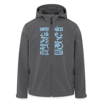 EBike UNTERSCHÄTZE NIE EINEN ALTEN MANN MIT E-BIKE - Recycelte Männer Softshell-Jacke von Stanley/Stella - Anthrazit - Vorne - AI Model Male 185 light (185cm)