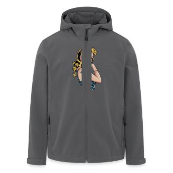 Vintage Americana Pin-Up mit Flaggenmotiv und - Recycelte Männer Softshell-Jacke von Stanley/Stella - Anthrazit - Vorne - AI Model Male 185 light (185cm)