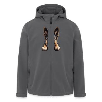 Treuer Deutscher Schäferhund Blick - Recycelte Männer Softshell-Jacke von Stanley/Stella - Anthrazit - Vorne - AI Model Male 185 light (185cm)