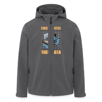 Statistician First Coffee Then Data Mathematician - Recycelte Männer Softshell-Jacke von Stanley/Stella - Anthrazit - Vorne - AI Model Male 185 light (185cm)