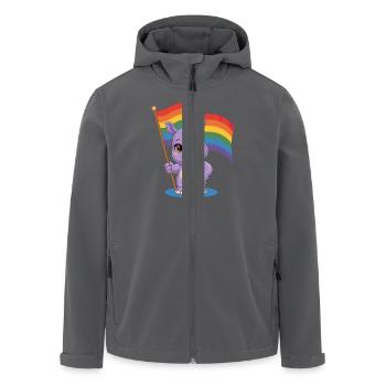 Niedliches Nashorn Mit Regenbogenfahne - Recycelte Männer Softshell-Jacke von Stanley/Stella - Anthrazit - Vorne - AI Model Male 185 light (185cm)