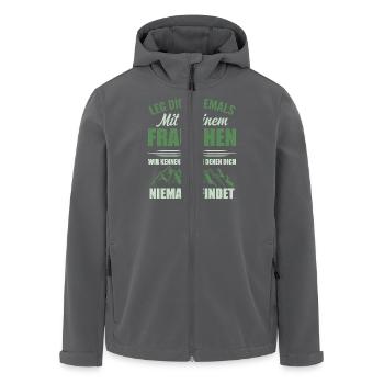 Leg dich niemals mit meinem Frauchen an, Lustiges - Recycelte Männer Softshell-Jacke von Stanley/Stella - Anthrazit - Vorne - AI Model Male 185 light (185cm)