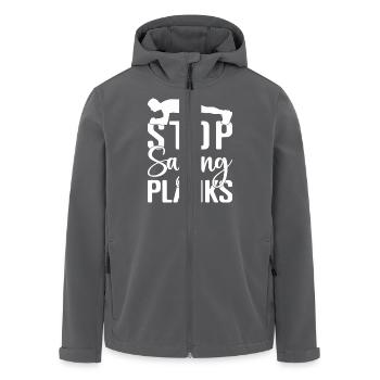 Gym Junkies Stop Saying Planks Calisthenics - Recycelte Männer Softshell-Jacke von Stanley/Stella - Anthrazit - Vorne - AI Model Male 185 light (185cm)