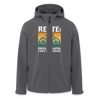 Opa RENTE ESSEN SCHLAFEN E-BIKE WIEDERHOLEN Lustig - Recycelte Männer Softshell-Jacke von Stanley/Stella - Anthrazit - Vorne - AI Model Male 185 light (185cm)