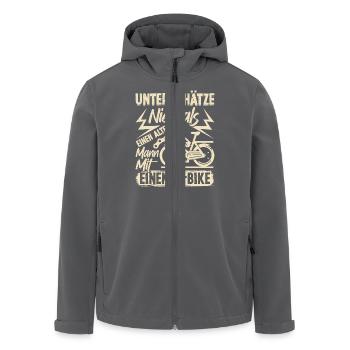 EBike UNTERSCHÄTZE NIE EINEN ALTEN MANN MIT E-BIKE - Recycelte Männer Softshell-Jacke von Stanley/Stella - Anthrazit - Vorne - AI Model Male 185 light (185cm)