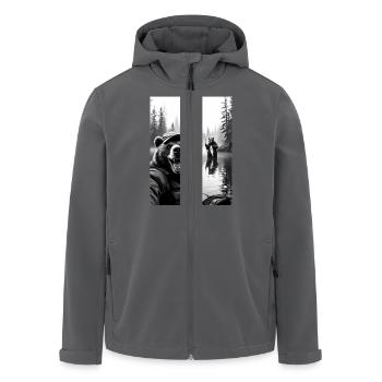 Fischerei Bär Selfie - Recycelte Männer Softshell-Jacke von Stanley/Stella - Anthrazit - Vorne - AI Model Male 185 light (185cm)