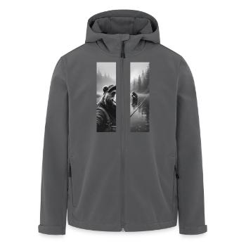 Fischerei Bär Selfie - Recycelte Männer Softshell-Jacke von Stanley/Stella - Anthrazit - Vorne - AI Model Male 185 light (185cm)