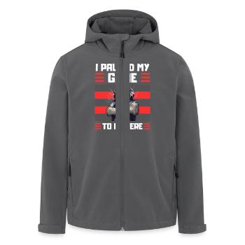 Lustiges Faultier Gamer Design - Recycelte Männer Softshell-Jacke von Stanley/Stella - Anthrazit - Vorne - AI Model Male 185 light (185cm)