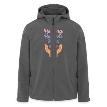 Die Sozialarbeiterin Unterstützt Die Psychische - Recycelte Männer Softshell-Jacke von Stanley/Stella - Anthrazit - Vorne - AI Model Male 185 light (185cm)