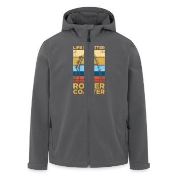 Life is better Freizeitpark Coaster Achterbahn - Recycelte Männer Softshell-Jacke von Stanley/Stella - Anthrazit - Vorne - AI Model Male 185 light (185cm)