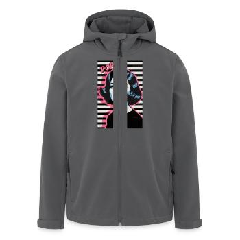 Pop Art Retro Gesicht Frau Stilvolles Design - Recycelte Männer Softshell-Jacke von Stanley/Stella - Anthrazit - Vorne - AI Model Male 185 light (185cm)