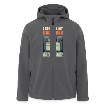 Lustige Papa-Witze im Dad-a-Base-Vintage-Vatertag - Recycelte Männer Softshell-Jacke von Stanley/Stella - Anthrazit - Vorne - AI Model Male 185 light (185cm)