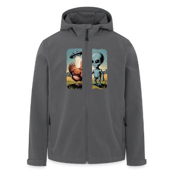 Außerirdischer Und Huhn Untertassen-Abenteuer - Recycelte Männer Softshell-Jacke von Stanley/Stella - Anthrazit - Vorne - AI Model Male 185 light (185cm)