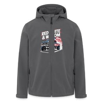 4. Juli Truck Bros Red White & Wroom - Recycelte Männer Softshell-Jacke von Stanley/Stella - Anthrazit - Vorne - AI Model Male 185 light (185cm)