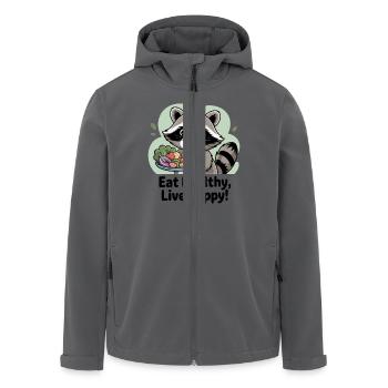 GESUND ESSEN, GLÜCKLICH LEBEN - Recycelte Männer Softshell-Jacke von Stanley/Stella - Anthrazit - Vorne - AI Model Male 185 light (185cm)
