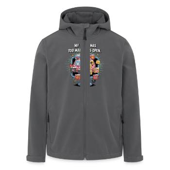 Zu viele Tabs – ADS Gehirn Cartoon Design - Recycelte Männer Softshell-Jacke von Stanley/Stella - Anthrazit - Vorne - AI Model Male 185 light (185cm)