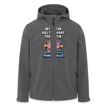 Zu viele Tabs – ADS Gehirn Cartoon Design - Recycelte Männer Softshell-Jacke von Stanley/Stella - Anthrazit - Vorne - AI Model Male 185 light (185cm)