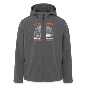 Chainsaws Holz machen Holzfäller Waldarbeiter - Recycelte Männer Softshell-Jacke von Stanley/Stella - Anthrazit - Vorne - AI Model Male 185 light (185cm)