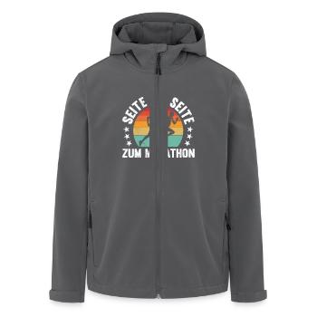Läufer SEITE AN SEITE ZUM MARATHON Lustiges - Recycelte Männer Softshell-Jacke von Stanley/Stella - Anthrazit - Vorne - AI Model Male 185 light (185cm)