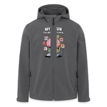 Zu viele Tabs – ADS Gehirn Cartoon Design - Recycelte Männer Softshell-Jacke von Stanley/Stella - Anthrazit - Vorne - AI Model Male 185 light (185cm)