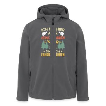Radfahren BIN HIER ABER MEINE GEDANKEN Lustiges - Recycelte Männer Softshell-Jacke von Stanley/Stella - Anthrazit - Vorne - AI Model Male 185 light (185cm)
