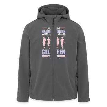 Läufer AUCH HALBMARATHON MUSS GELAUFEN WERDEN - Recycelte Männer Softshell-Jacke von Stanley/Stella - Anthrazit - Vorne - AI Model Male 185 light (185cm)