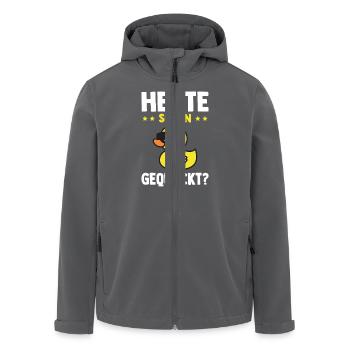 Lustige Quietscheente Ente Heute Schon Gequackt? - Recycelte Männer Softshell-Jacke von Stanley/Stella - Anthrazit - Vorne - AI Model Male 185 light (185cm)