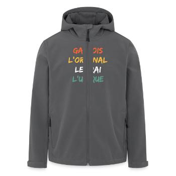 Gallisch - Recycelte Männer Softshell-Jacke von Stanley/Stella - Anthrazit - Vorne - AI Model Male 185 light (185cm)