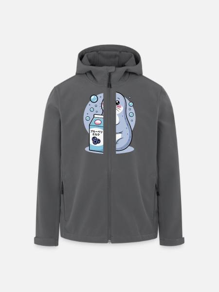 Kawaii Robbe Trinken Blaubeere Milch Niedliches Tier - Recycelte Männer Softshell-Jacke von Stanley/Stella - Anthrazit
