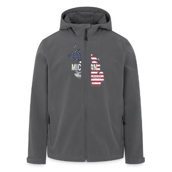 Michigan Vereinigte Staaten USA Vintage Souvenir - Recycelte Männer Softshell-Jacke von Stanley/Stella - Anthrazit - Vorne - AI Model Male 185 light (185cm)