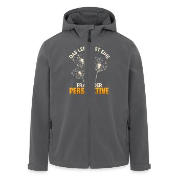 Philosophe DAS LEBEN EINE FRAGE DER PERSPEKTIVE - Recycelte Männer Softshell-Jacke von Stanley/Stella - Anthrazit - Vorne - AI Model Male 185 light (185cm)