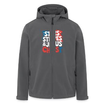 Amerikanischer Gläubiger Christ July 4th Jesus - Recycelte Männer Softshell-Jacke von Stanley/Stella - Anthrazit - Vorne - AI Model Male 185 light (185cm)