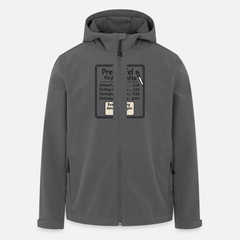 Preistafel Dämliche Fragen - Lustige Preistafel - Recycelte Männer Softshell-Jacke von Stanley/Stella - Anthrazit