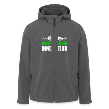 Hybrid Auto ANGETRIEBEN VON INNOVATION LUSTIG - Recycelte Männer Softshell-Jacke von Stanley/Stella - Anthrazit - Vorne - AI Model Male 185 light (185cm)