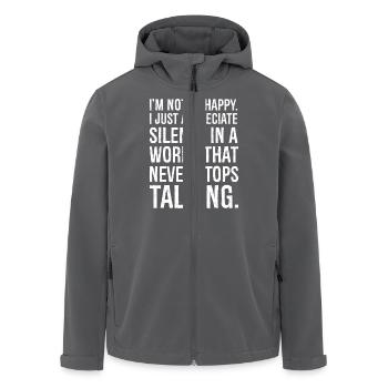 I'm not unhappy I just appreciate silence in a - Recycelte Männer Softshell-Jacke von Stanley/Stella - Anthrazit - Vorne - AI Model Male 185 light (185cm)