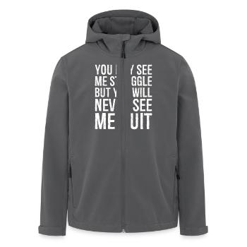 Du siehst mich vielleicht kämpfen, aber du wirst mich nie sehen - Recycelte Männer Softshell-Jacke von Stanley/Stella - Anthrazit - Vorne - AI Model Male 185 light (185cm)