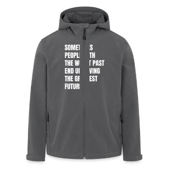 Manchmal enden Menschen mit der schlimmsten Vergangenheit - Recycelte Männer Softshell-Jacke von Stanley/Stella - Anthrazit - Vorne - AI Model Male 185 light (185cm)