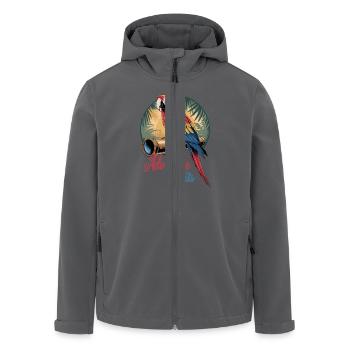 Papagei Abenteuer Erwartet Fernrohr Dschungel - Recycelte Männer Softshell-Jacke von Stanley/Stella - Anthrazit - Vorne - AI Model Male 185 light (185cm)