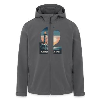 Na Denn Man Tau - Leuchtturm Und Welle Im - Recycelte Männer Softshell-Jacke von Stanley/Stella - Anthrazit - Vorne - AI Model Male 185 light (185cm)