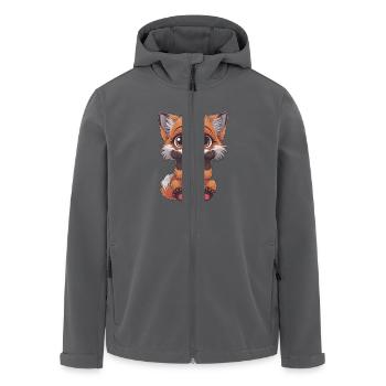 Niedlicher Zeichentrickfuchs mit großen Augen und - Recycelte Männer Softshell-Jacke von Stanley/Stella - Anthrazit - Vorne - AI Model Male 185 light (185cm)