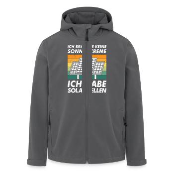 Solar BRAUCHE KEINE SONNENCREME HABE SOLARZELLEN - Recycelte Männer Softshell-Jacke von Stanley/Stella - Anthrazit - Vorne - AI Model Male 185 light (185cm)