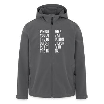 Vision ist, wenn Sie am Ziel ankommen - Recycelte Männer Softshell-Jacke von Stanley/Stella - Anthrazit - Vorne - AI Model Male 185 light (185cm)