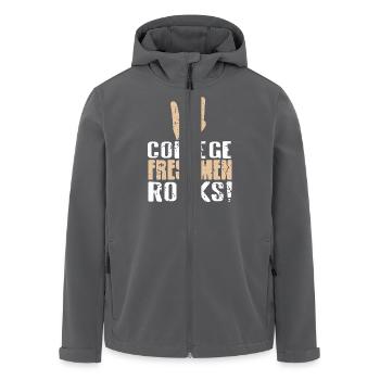 College Freshman Rocker Hand Statement - Men’s Recycled Softshell Jacket by Stanley/Stella - anthracite - Front - AI Model Male 185 light (185cm)