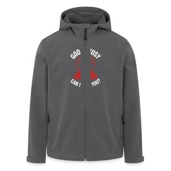 Gott ist beschäftigt! Atheismus Satanismus - Recycelte Männer Softshell-Jacke von Stanley/Stella - Anthrazit - Vorne - AI Model Male 185 light (185cm)