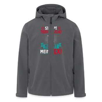 Tierschutz STOPPT TIERVERSUCHE NEHMT MEINEN EX - Recycelte Männer Softshell-Jacke von Stanley/Stella - Anthrazit - Vorne - AI Model Male 185 light (185cm)
