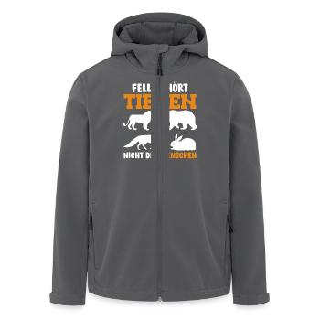 Tierschutz FELL GEHÖRT ZU TIEREN NICHT MENSCHEN - Recycelte Männer Softshell-Jacke von Stanley/Stella - Anthrazit - Vorne - AI Model Male 185 light (185cm)