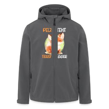 Tierschutz PELZ STEHT TIEREN BESSER Lustig - Recycelte Männer Softshell-Jacke von Stanley/Stella - Anthrazit - Vorne - AI Model Male 185 light (185cm)